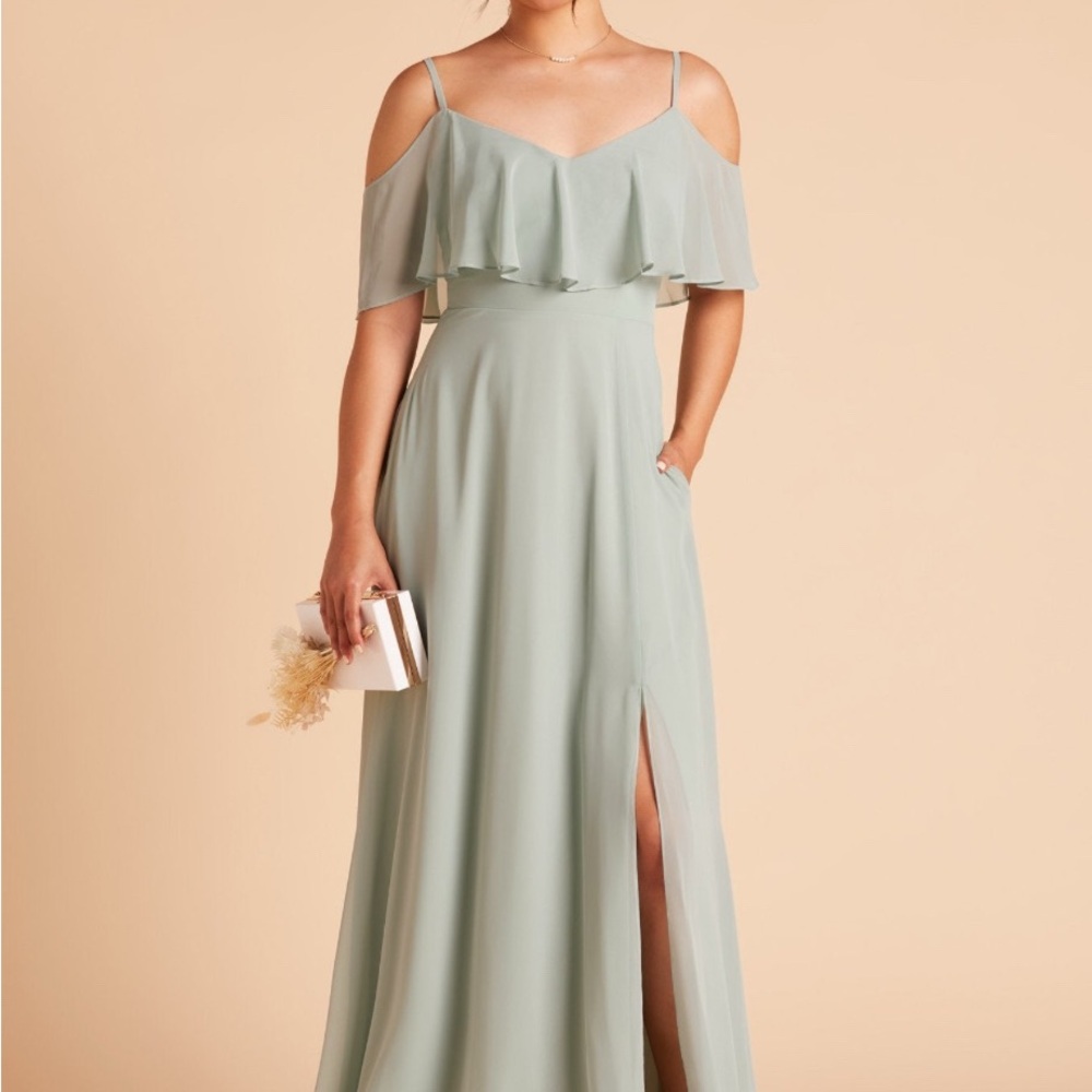 Elegant Sage Green Off-Shoulder Dress